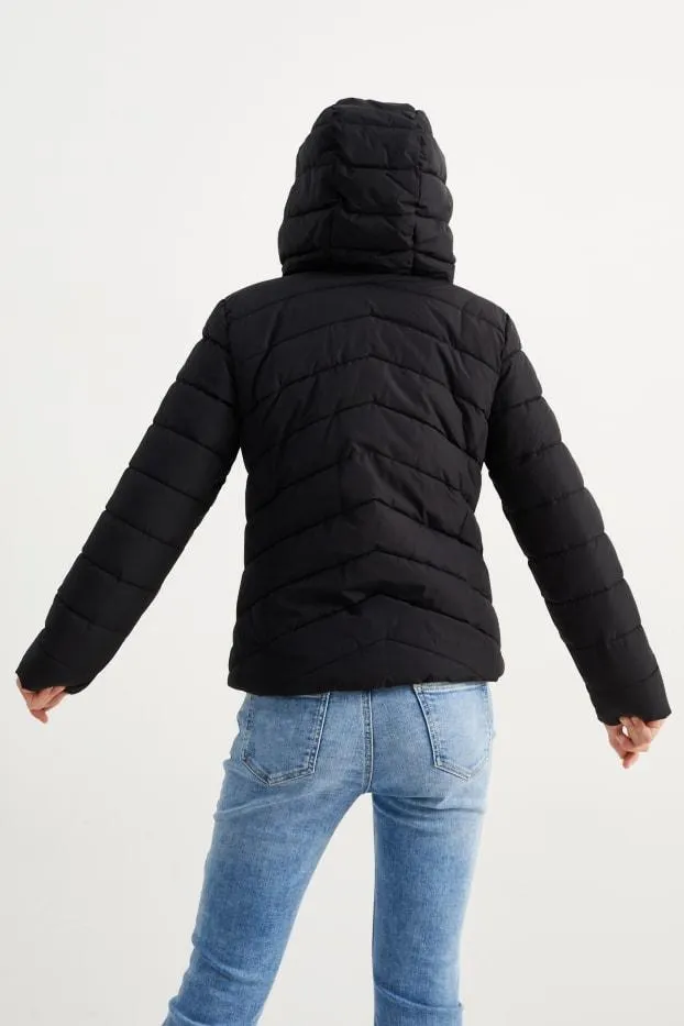Quilted jacket with hood - water-repellent
