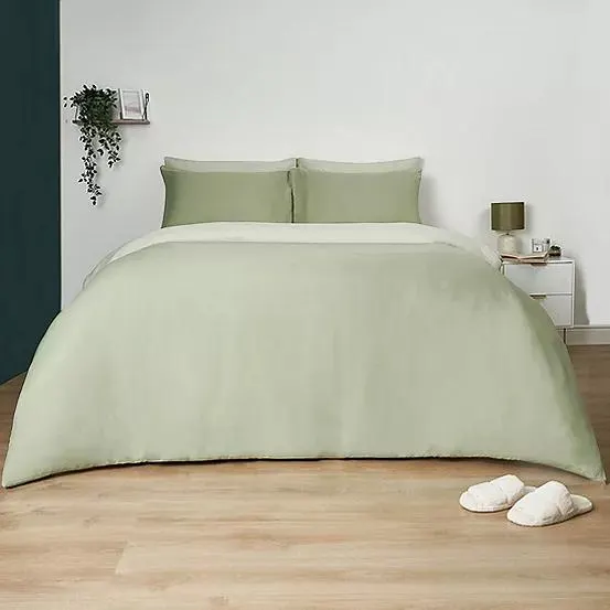 Brentfords Reversible Duvet Set - Sage Green & Olive