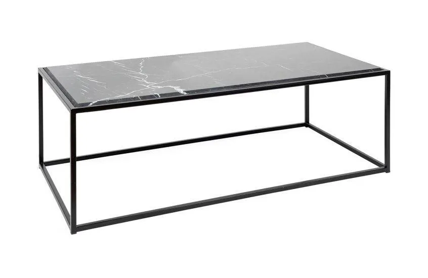 Tower Coffee Table Black Black Marble Top