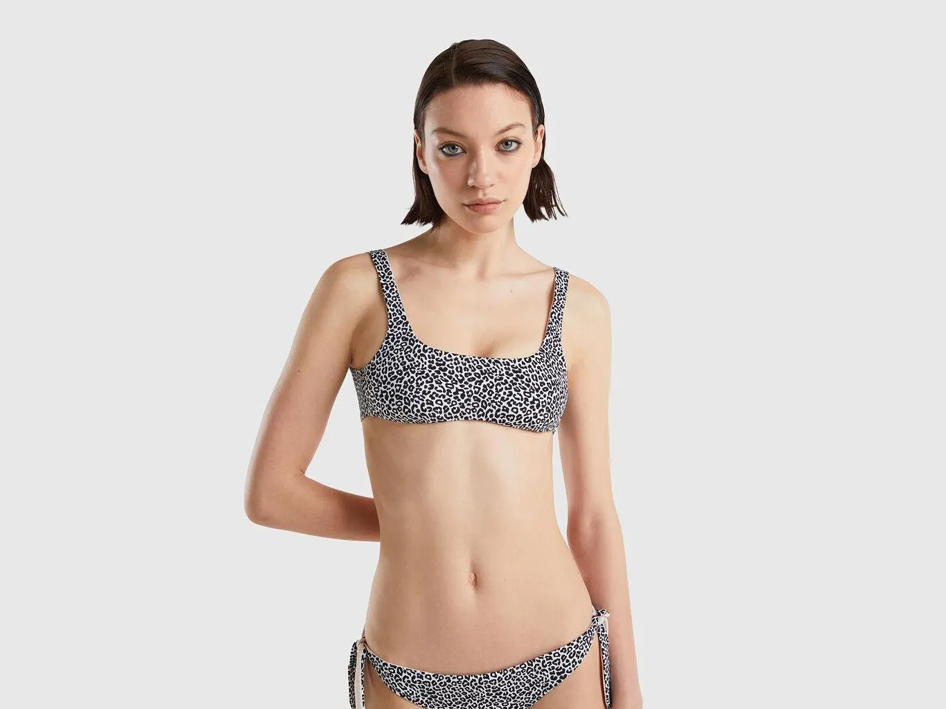 Reversible animal print bikini top