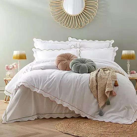 Kaleidoscope Pink Scalloped 100% Cotton 200 Thread Count Duvet Cover Set