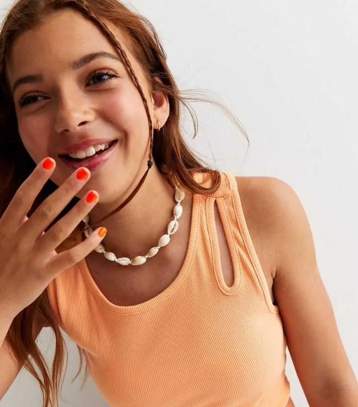 KIDS ONLY Orange Ribbed Cut Out Top