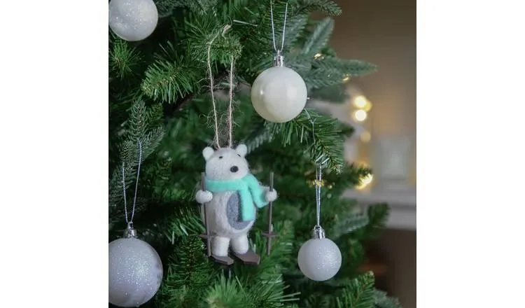 Habitat Pack of 1 Polar Bear Skier Christmas Tree Decoration