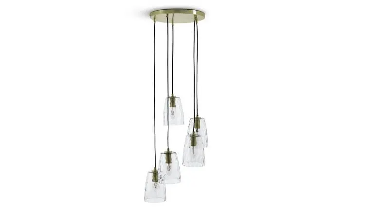 Habitat Webb 5 Light Cluster Pendant - Glass & Brass