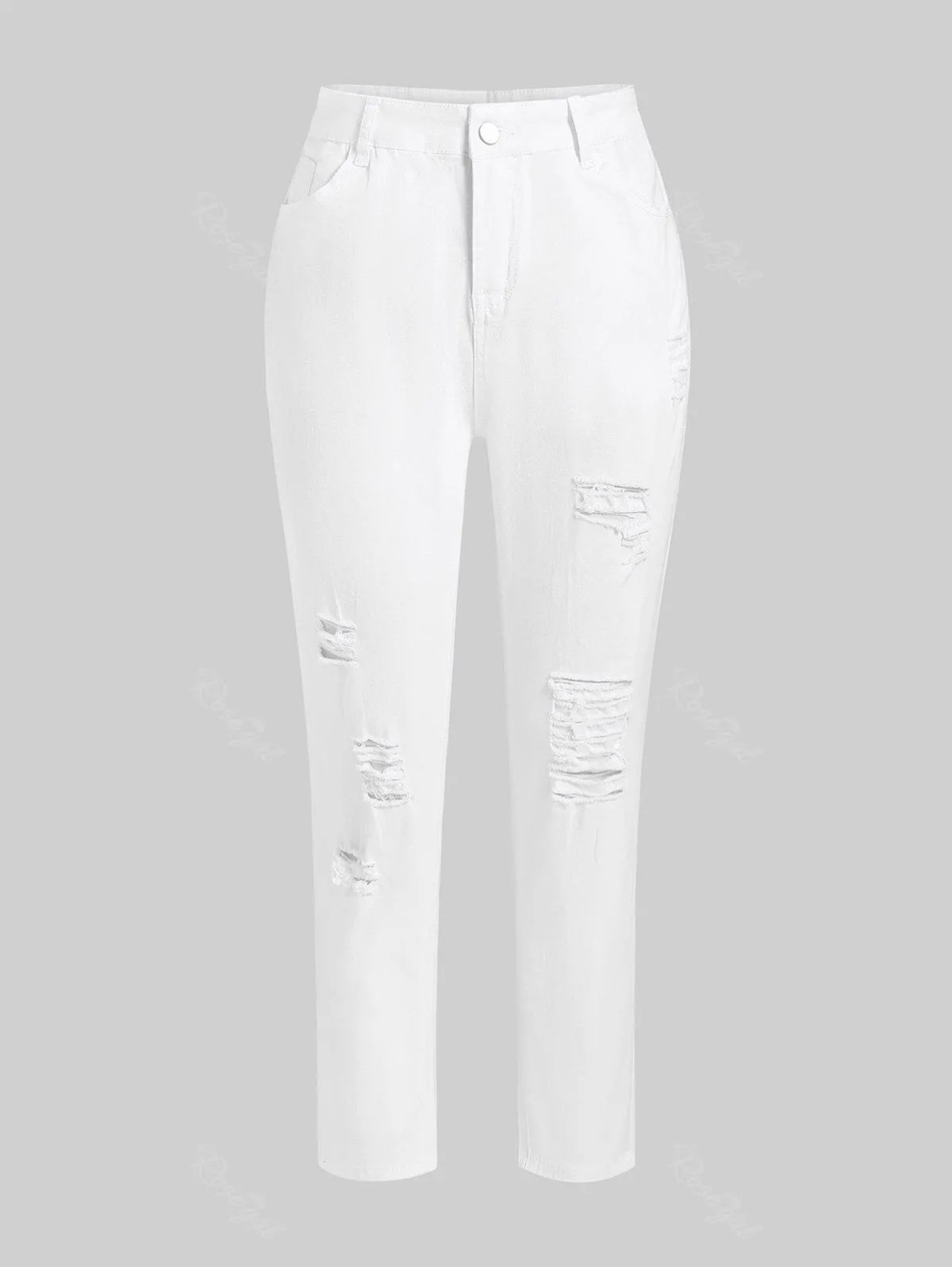Plus Size High Waist Distressed Ripped Jeans - 4x