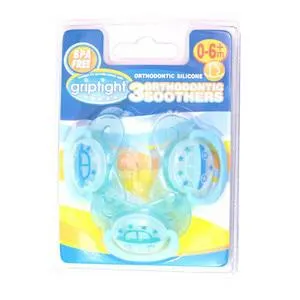 Griptight Soothers Blue 0-6m 3 Pack