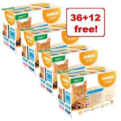 48 x 85g IAMS Wet Cat Food - 36 + 12 Free! *