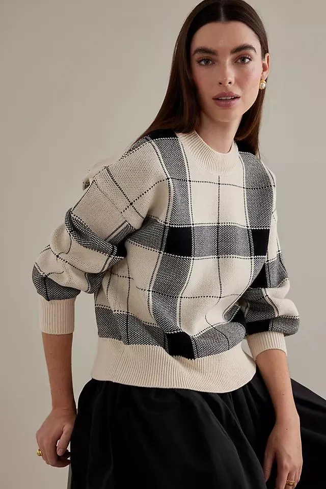 Selected Femme Oli O-Neck Checkered Jumper