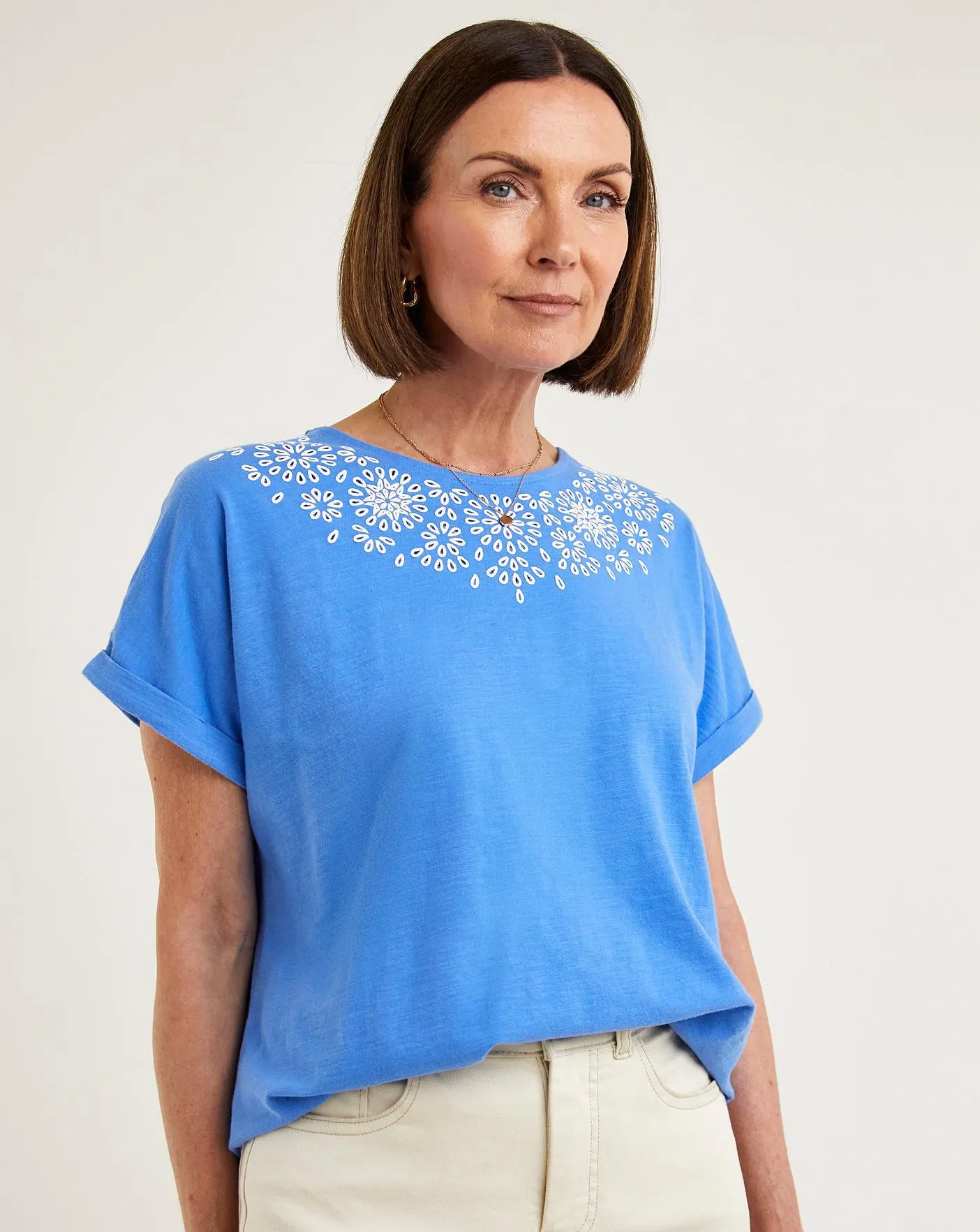 Blue & White Puff Print T-Shirt