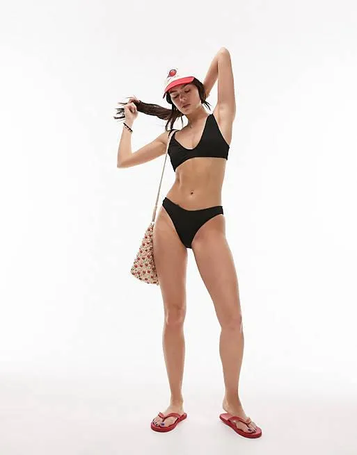 Topshop bikini set in black crinkle