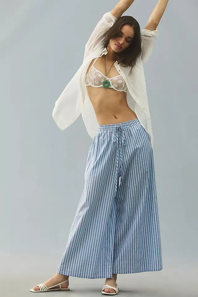 By Anthropologie Striped Wide-Leg Pyjama Bottoms