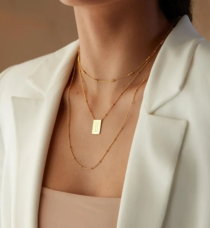 Triple Beaded Siren Muse ID Choker and Chain Necklace Set