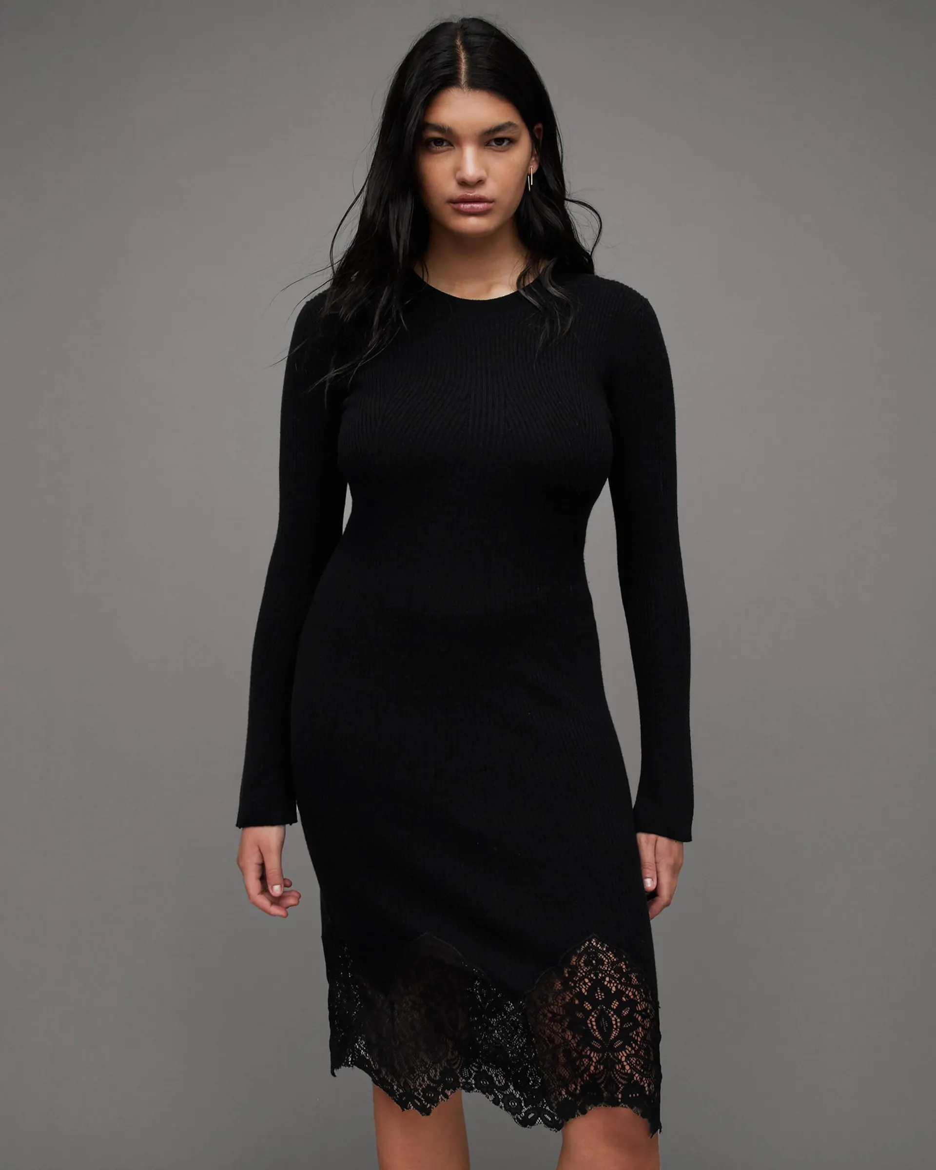 Milly Wool Cashmere Mix Lace Mini Dress