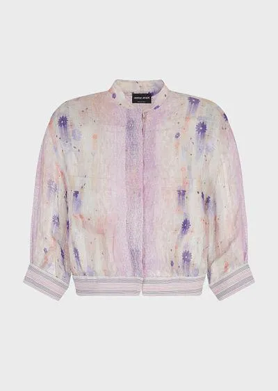 Printed linen gauze blouse