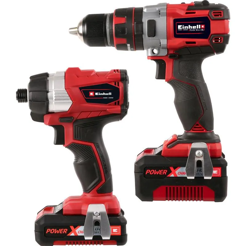 Einhell PXC 18V Cordless Brushless Combi Drill & Impact Driver Twin Pack 1 x 4.0Ah & 1 x 2.0Ah