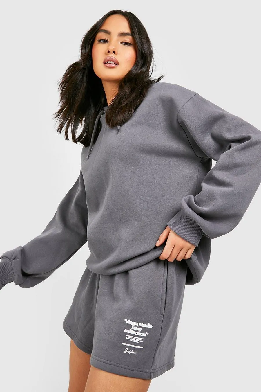 Dsgn Studio Puff Print Hooded Short Tracksuit