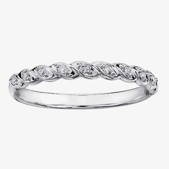 9ct White Gold 0.08ct Diamond Rope Half Eternity Ring CH565WG-10