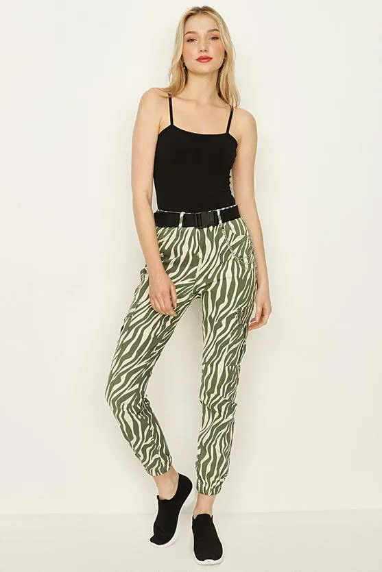 GREEN TRASHED DENIM TROUSERS