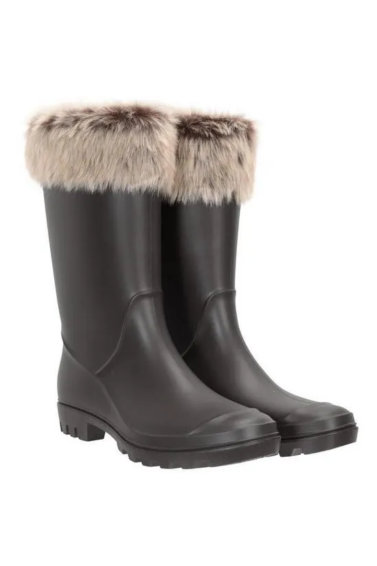 Faux Fur Wellies Waterproof Wellington Boots