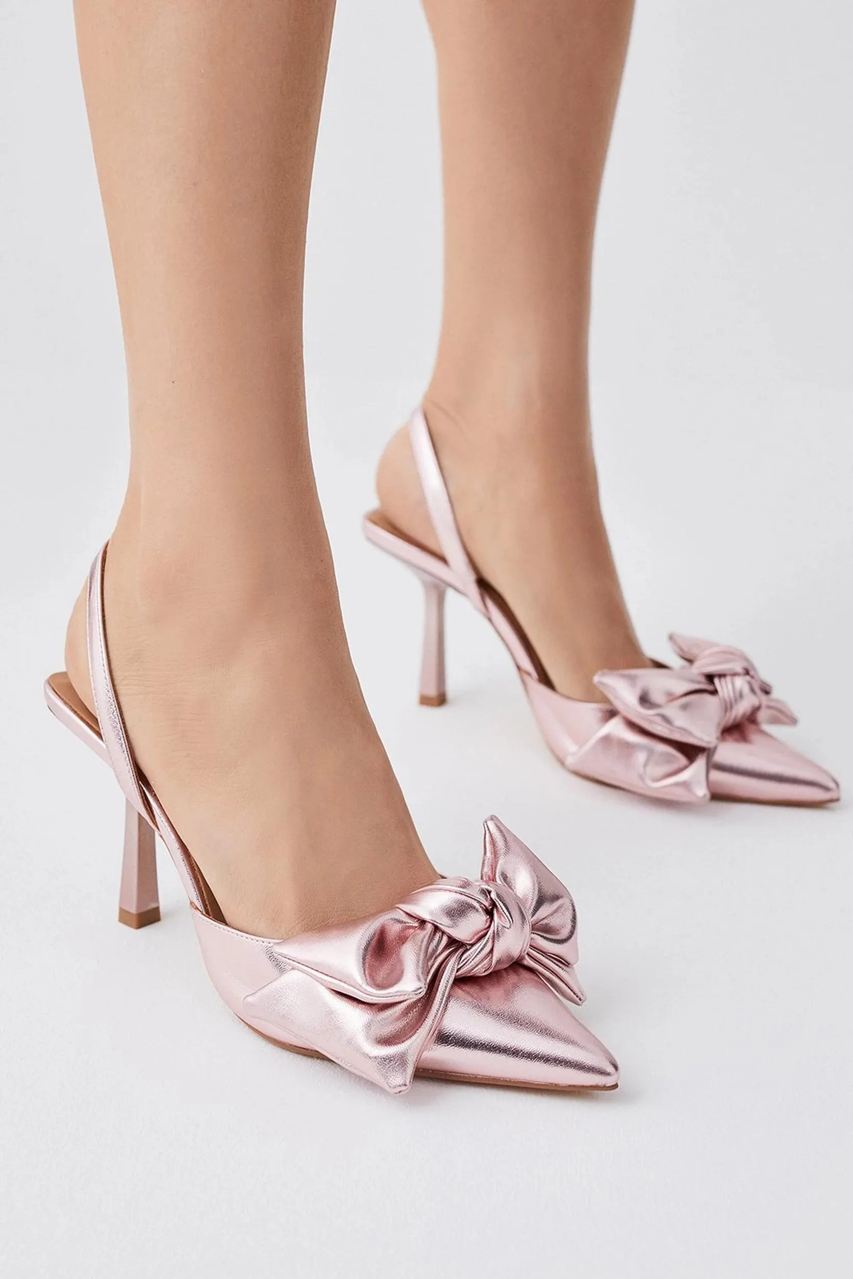 Satin Extreme Bow Slingback Court Heel