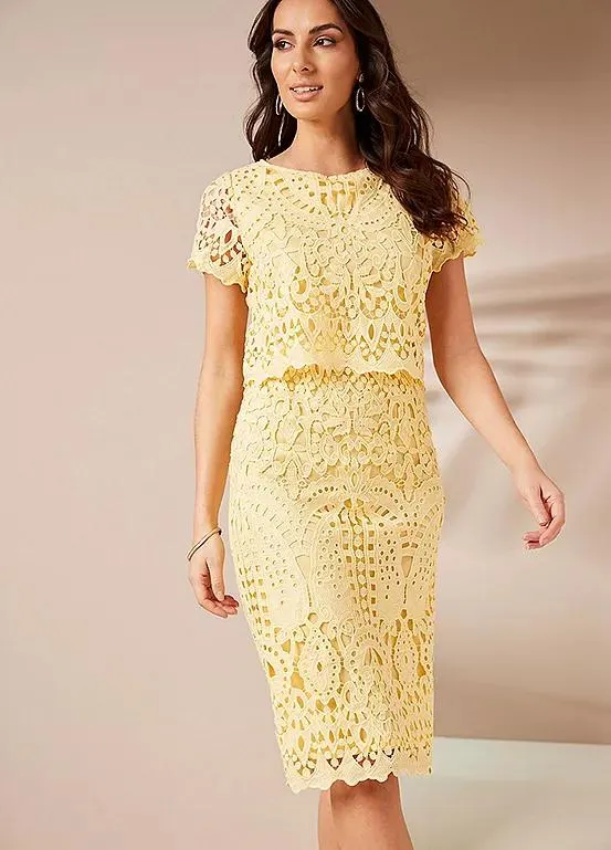 Together Lemon Overlayer Lace Dress