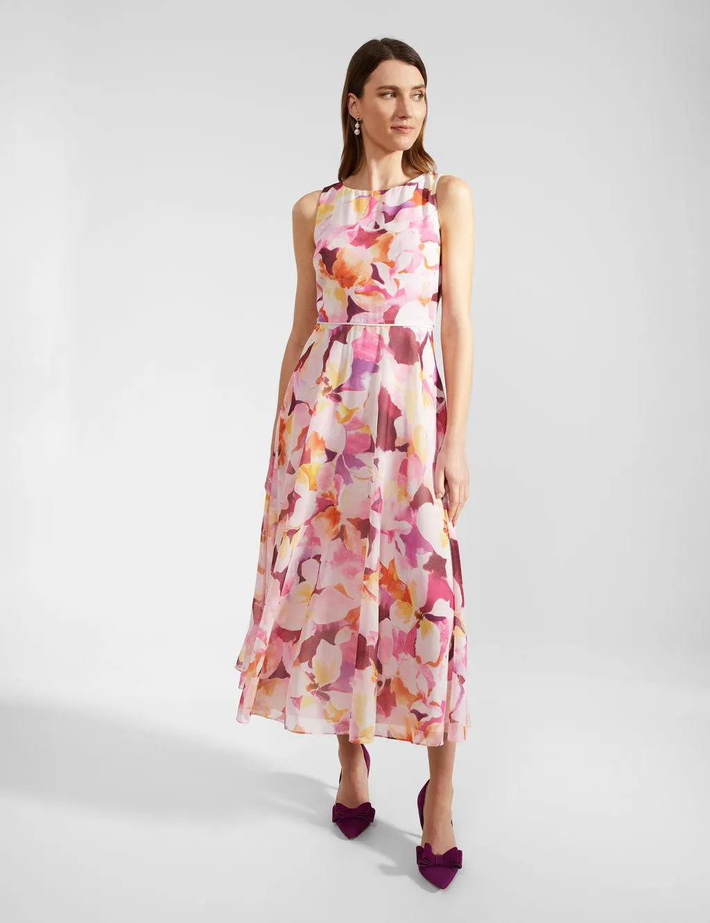 Floral Midaxi Waisted Dress