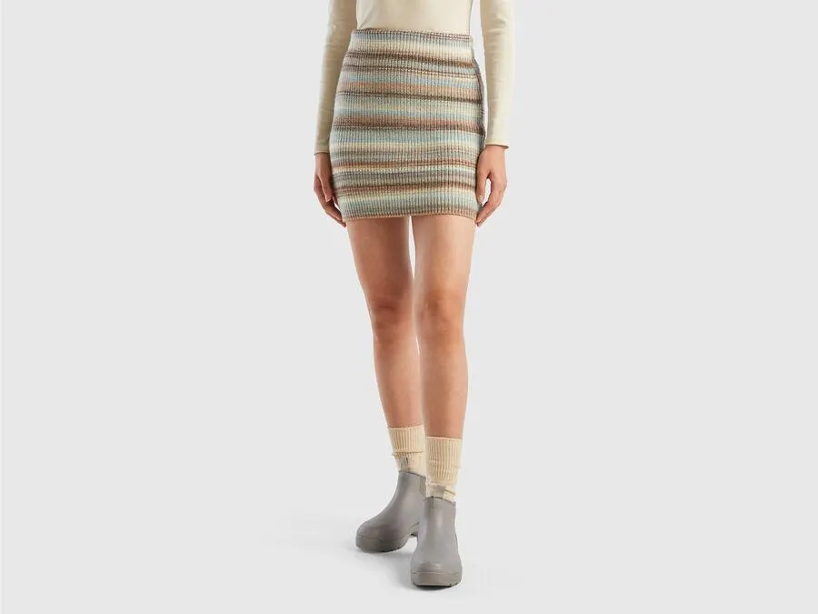 Striped knit mini skirt
