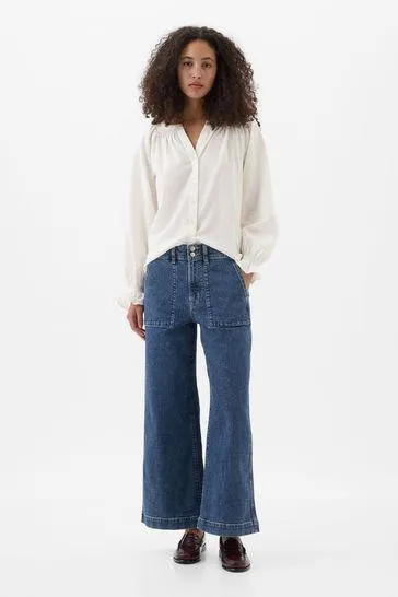 High Waisted Wide Leg Crop Jeans