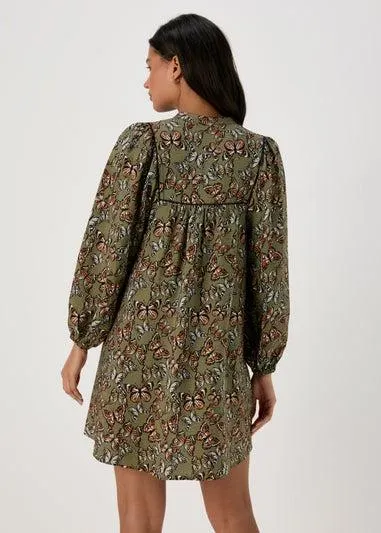 Papaya Khaki Butterfly Print Boho Airflow Mini Dress - Size 8