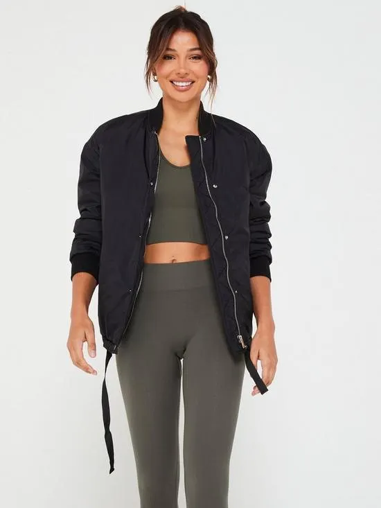 Padded Shell Bomber Jacket - Black