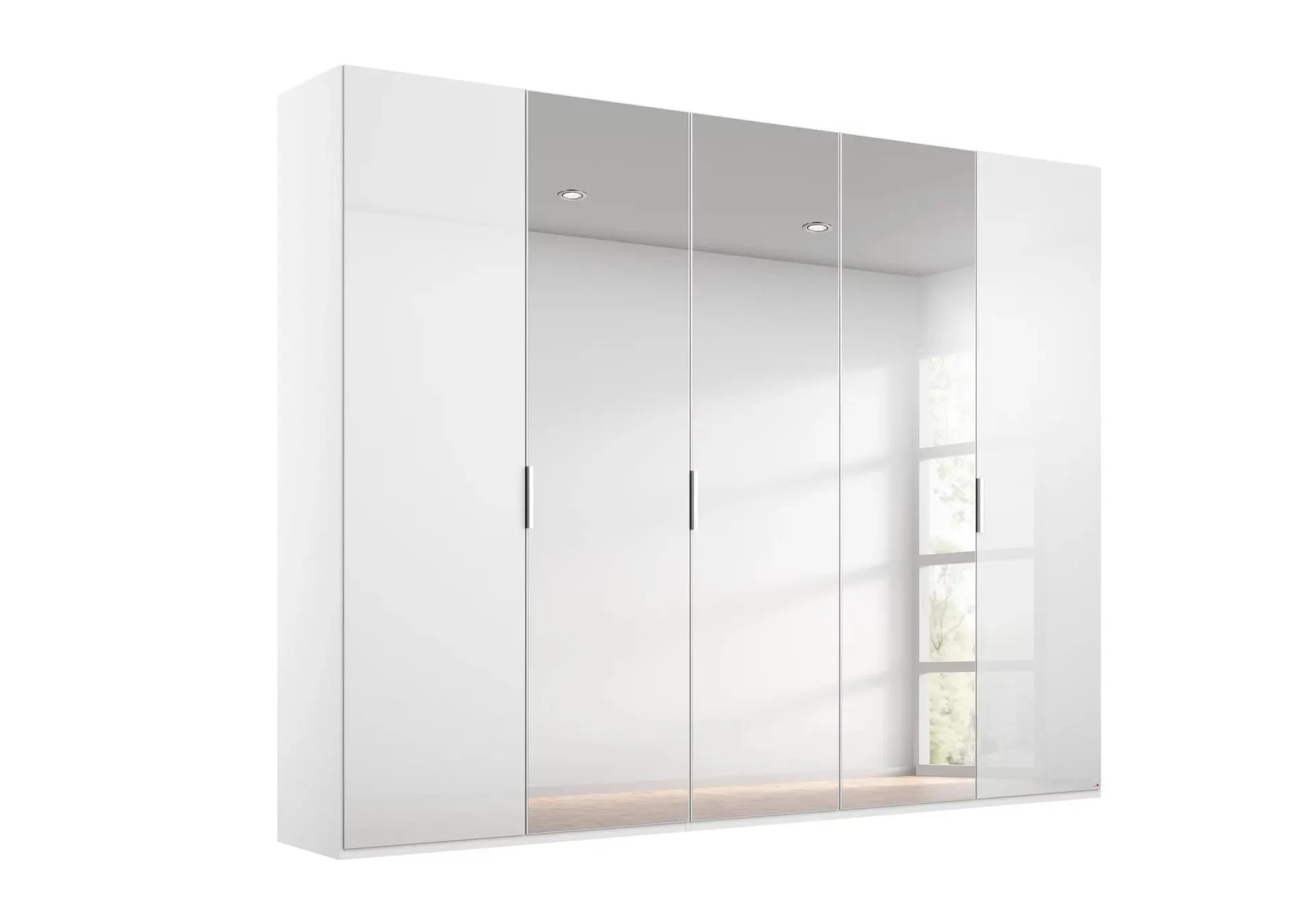 Formes Glass 5 Door Hinged Wardrobe with 3 Mirrors