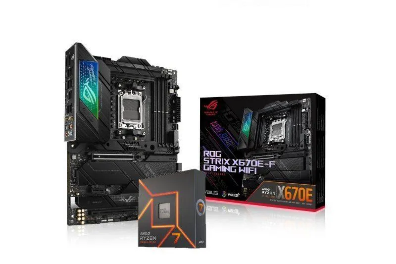 ASUS ROG STRIX X670E-F GAMING WIFI ATX Motherboard + AMD Ryzen 7 7700X AM5 Processor Bundle