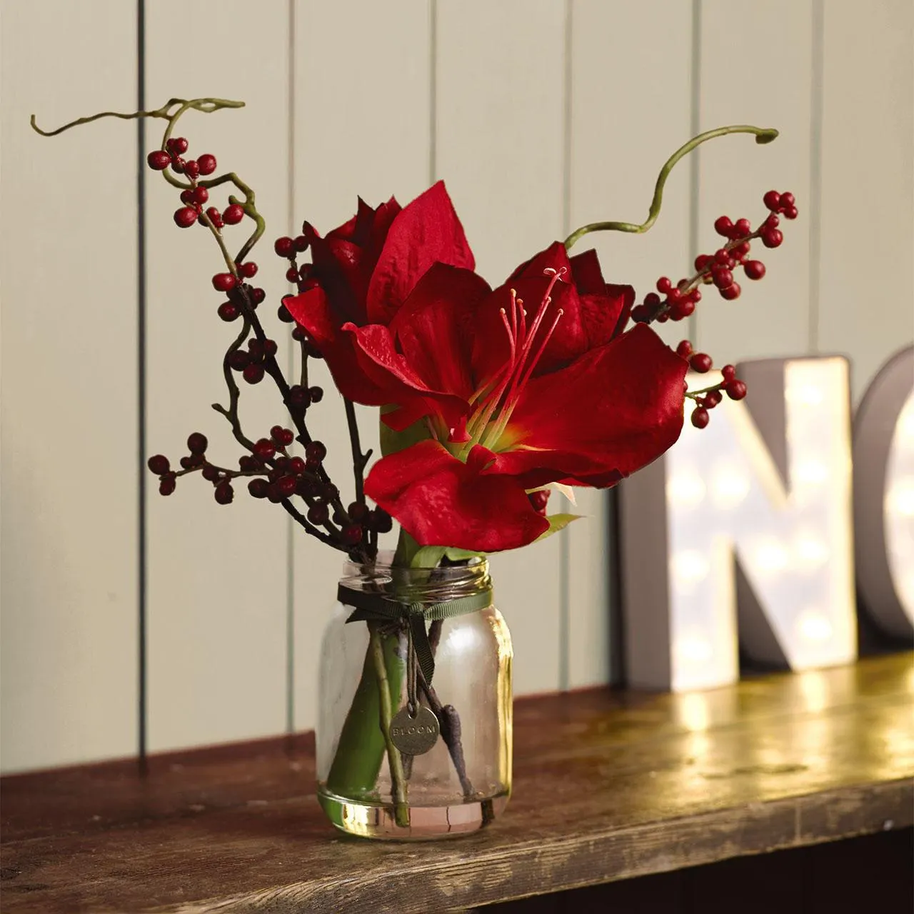 Amaryllis and Berry Arrangement in 1colour