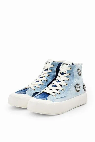 High-top denim sneakers