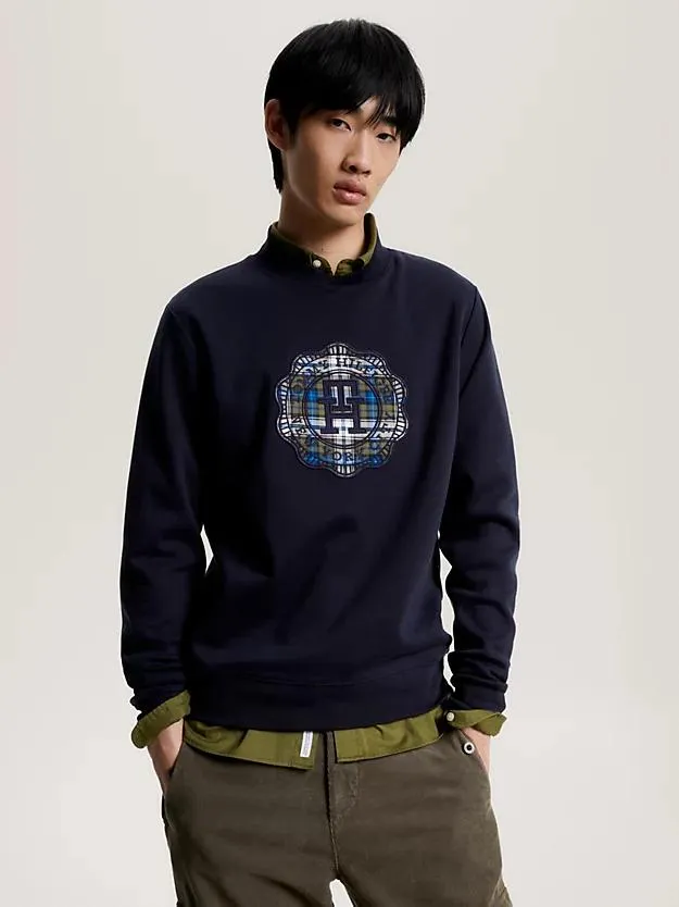 Logo Stamp Appliqué Baseball Collar Sweatshirt