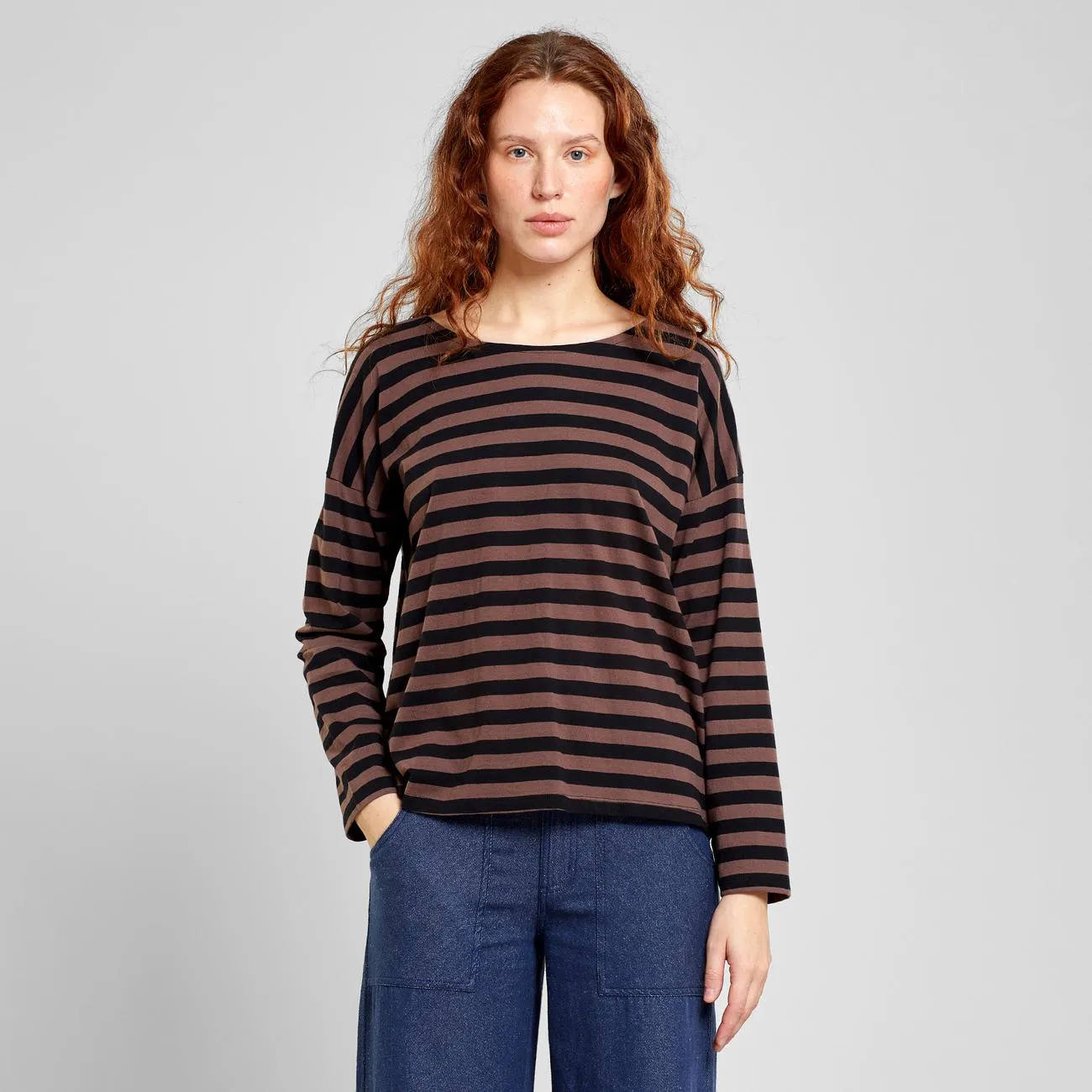 Top Humledal Stripes Black/Bag Brown