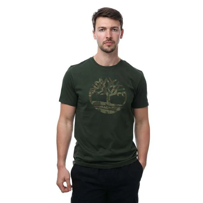Timberland Mens Northwood Camo Logo T-Shirt in Khaki