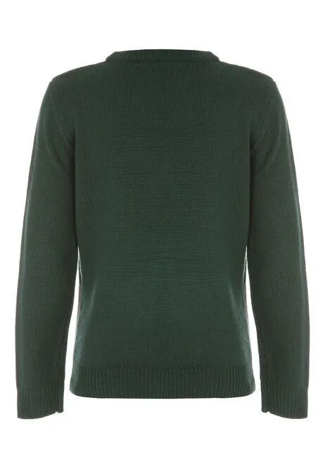 Older Boys Dark Green Reindeer Christmas Jumper