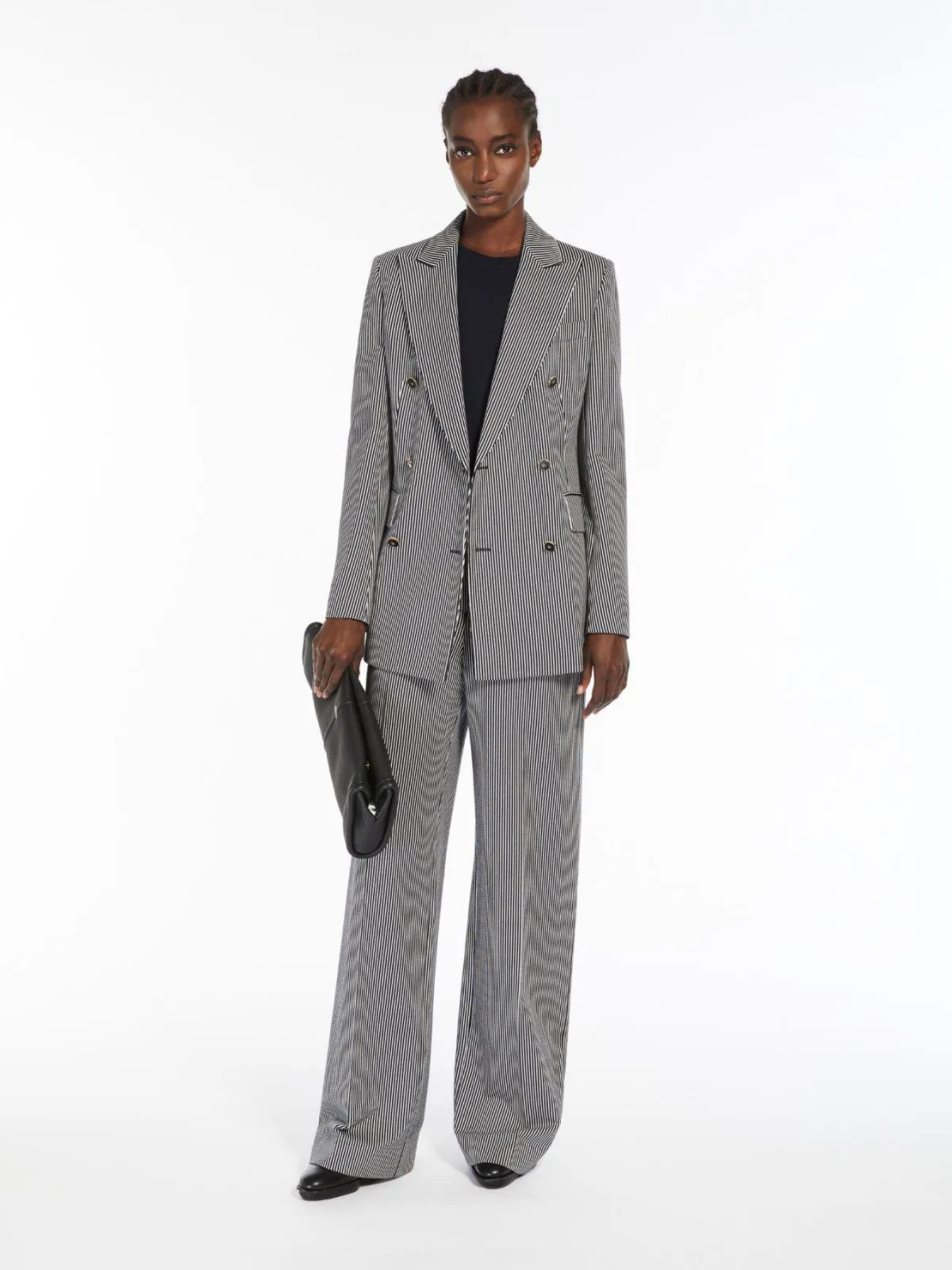 Pinstripe stretch jersey blazer