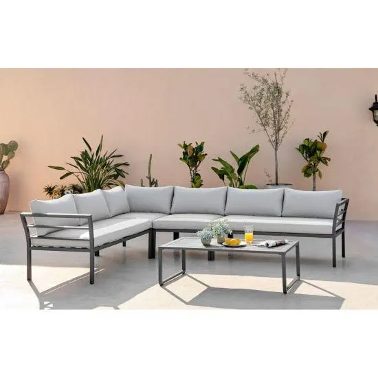 Furniture Box Montenegro Outdoor Sofa Set 6 Seat Grey