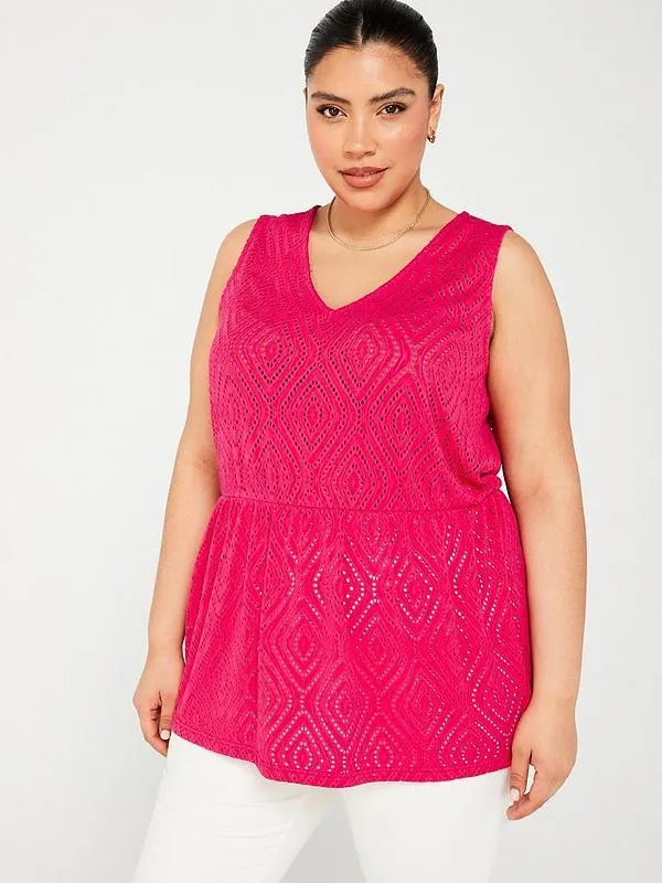 V Neck Stretch Broderie Swing Vest