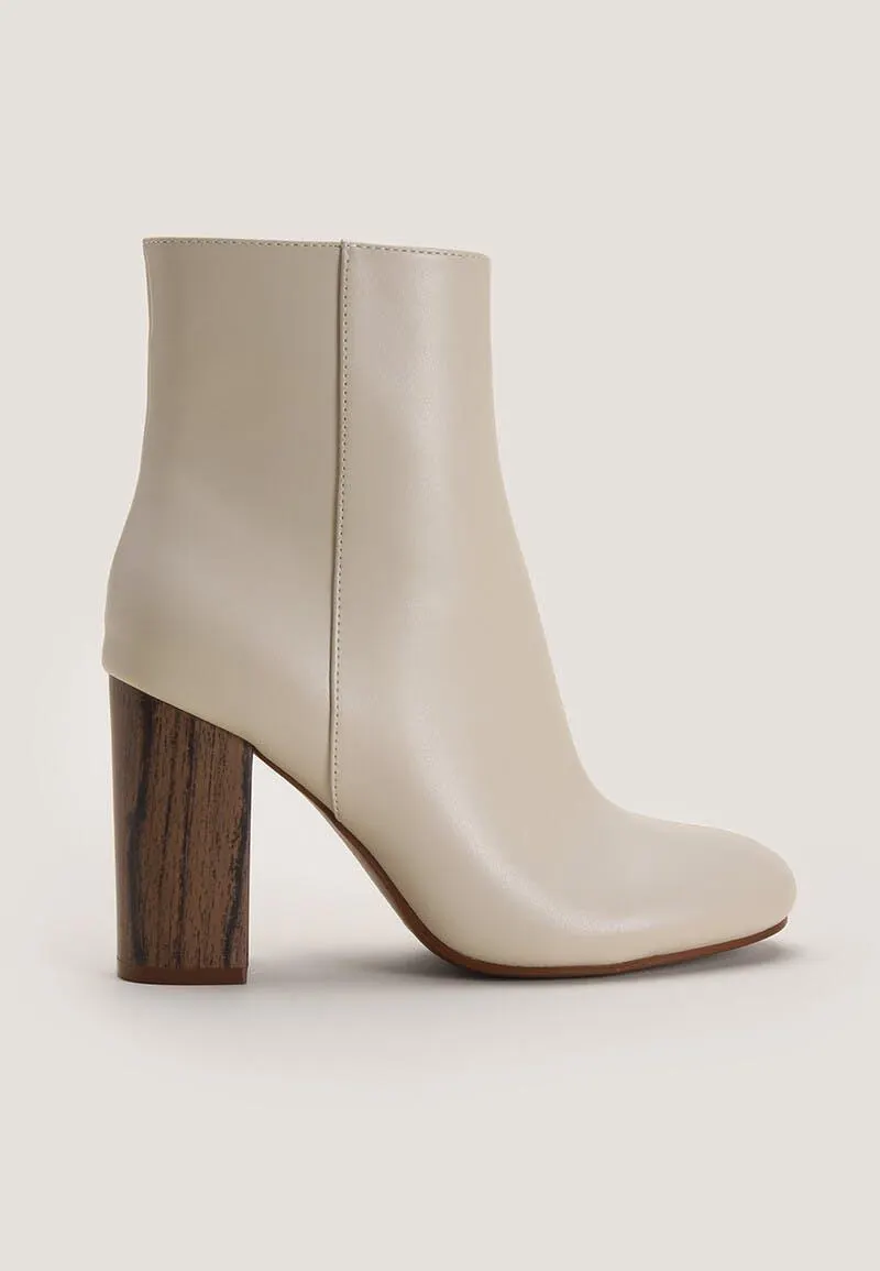 Womens Ecru Almond Toe Ankle Boots