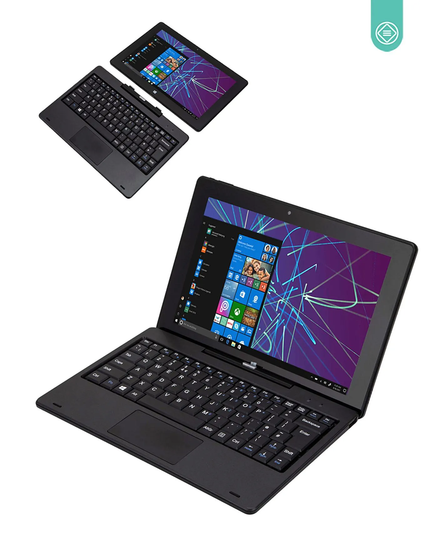 ENTITY TWIN 2-in-1 4GB, 64GB, 10in Touchscreen Laptop - Black