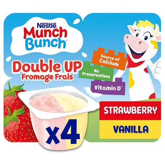 Munch Bunch Double Up Fromage Frais Strawberry Vanilla 4 x 85g (340g)