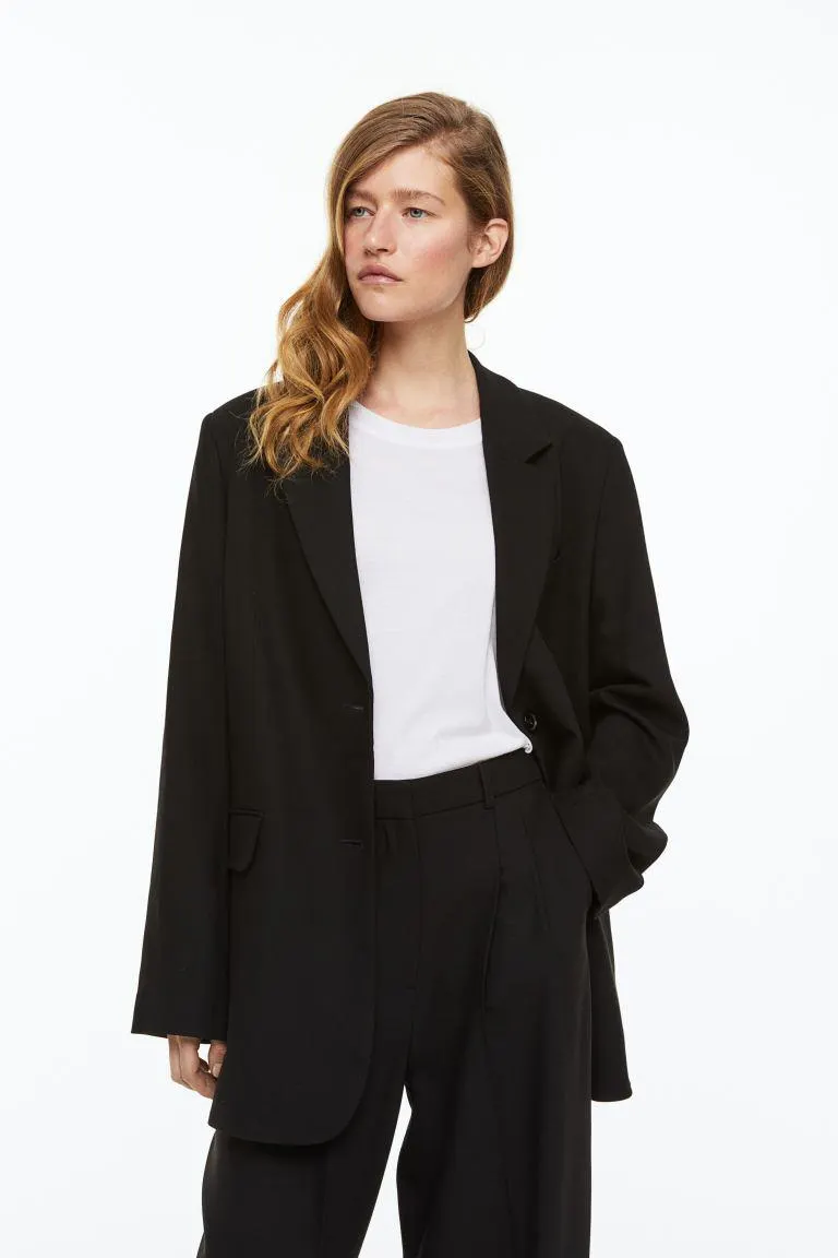 Single-breasted wool-blend jacket