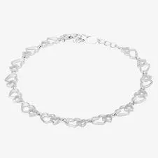 Silver 6.5-8.5 Inch Overlapping Open Heart Bracelet B613528