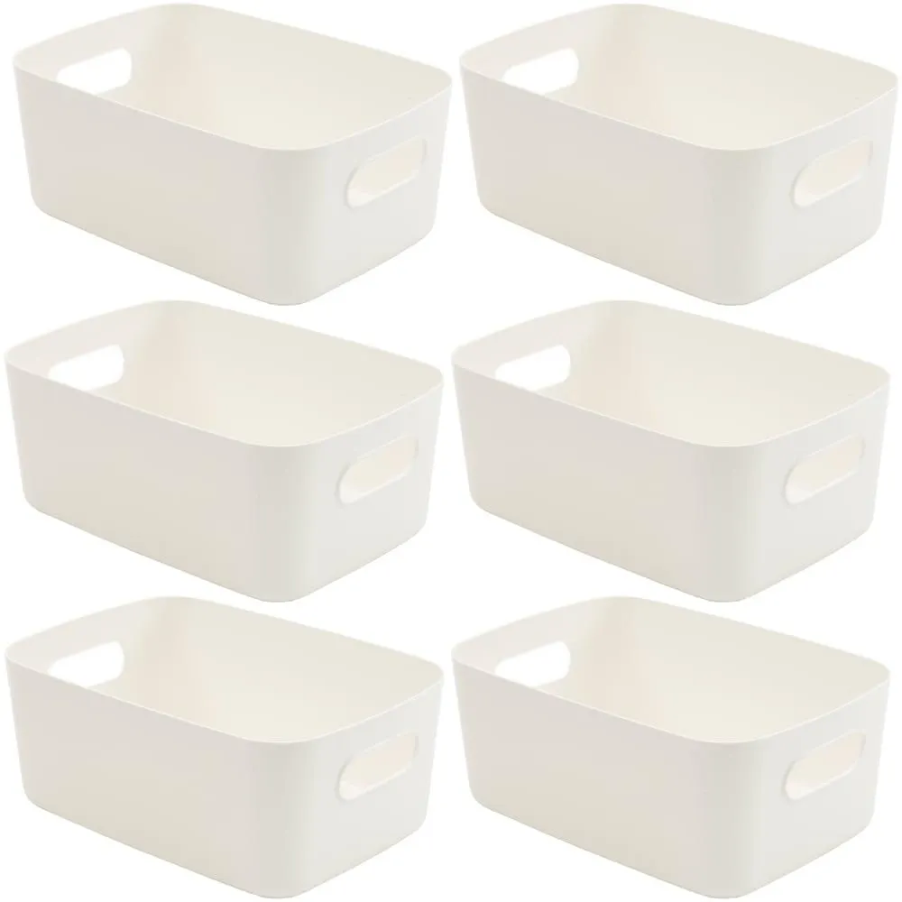 SA Products White Plastic Storage Basket Set of 6