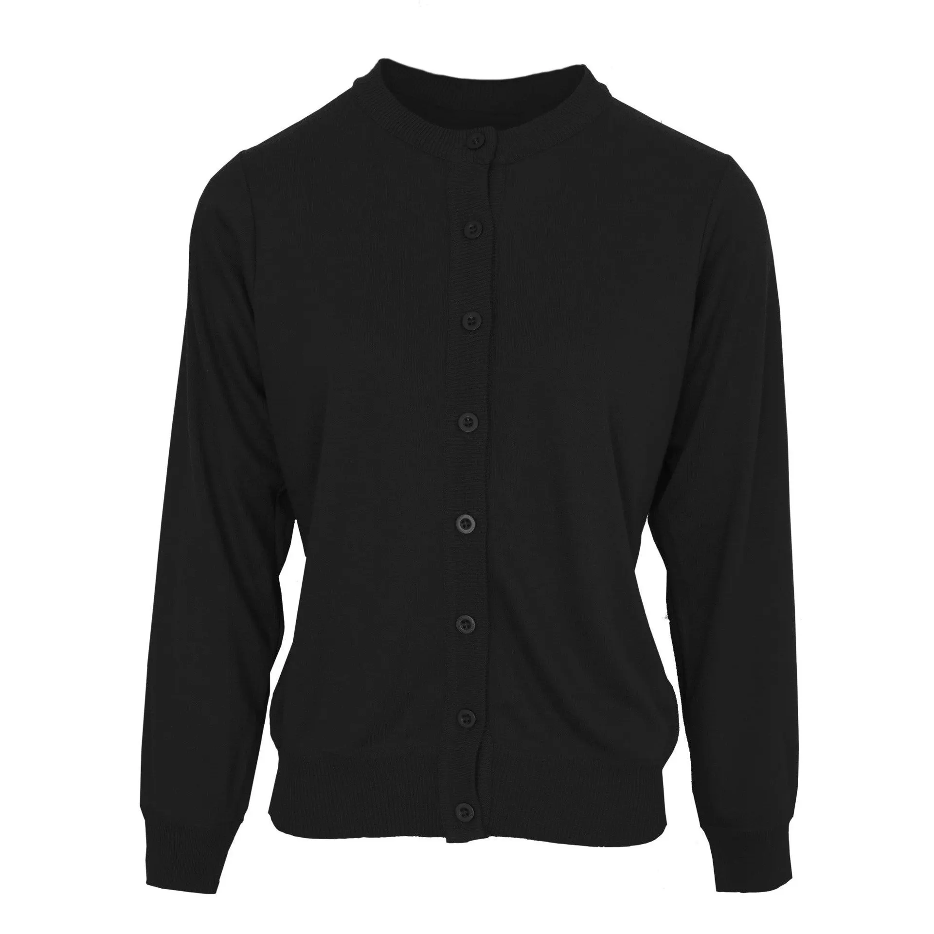 Tru Soft Touch Crew Neck Ladies Cardigan - Black