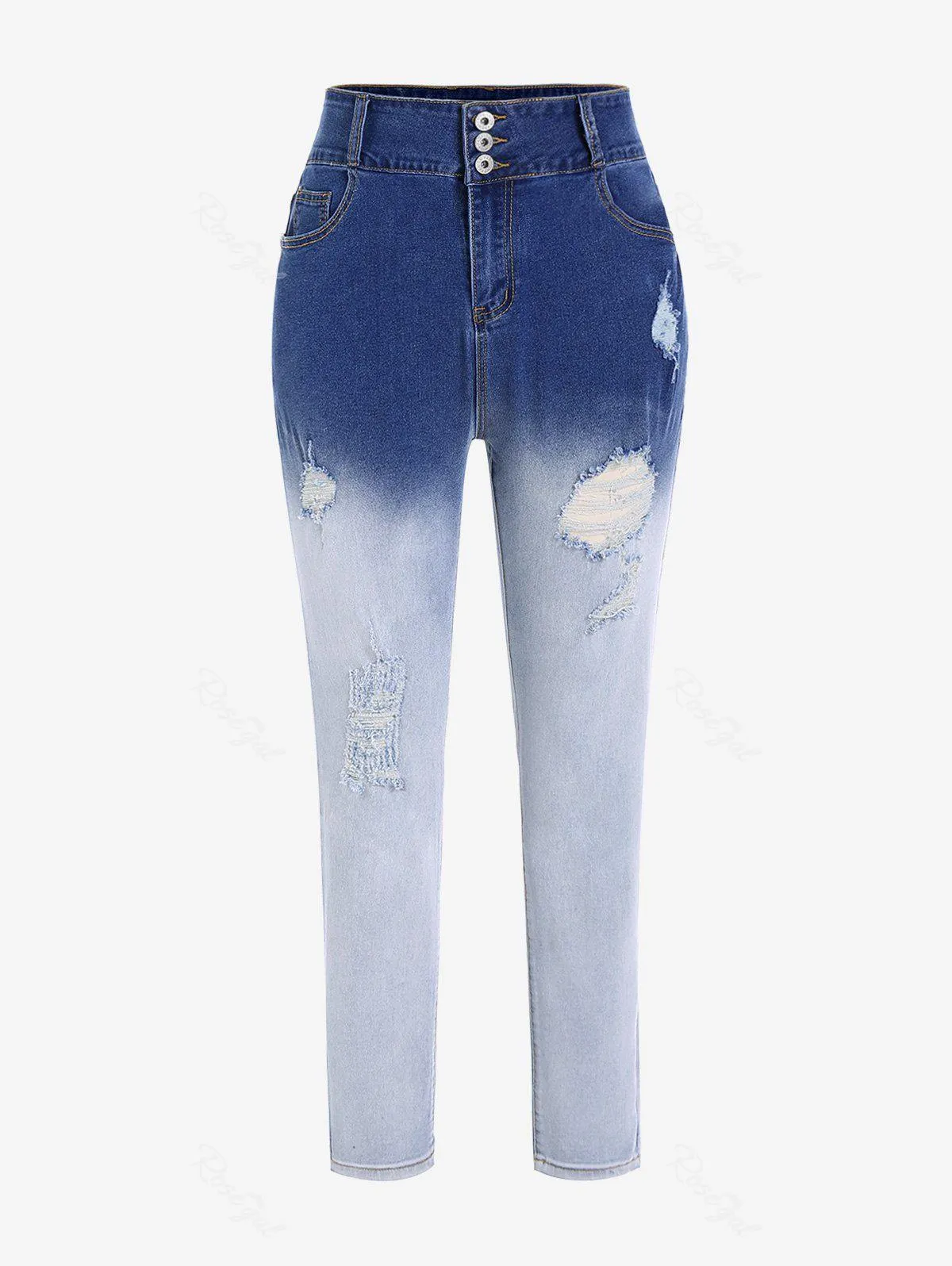 Plus Size Dip Dye Ripped Jeans - 3x