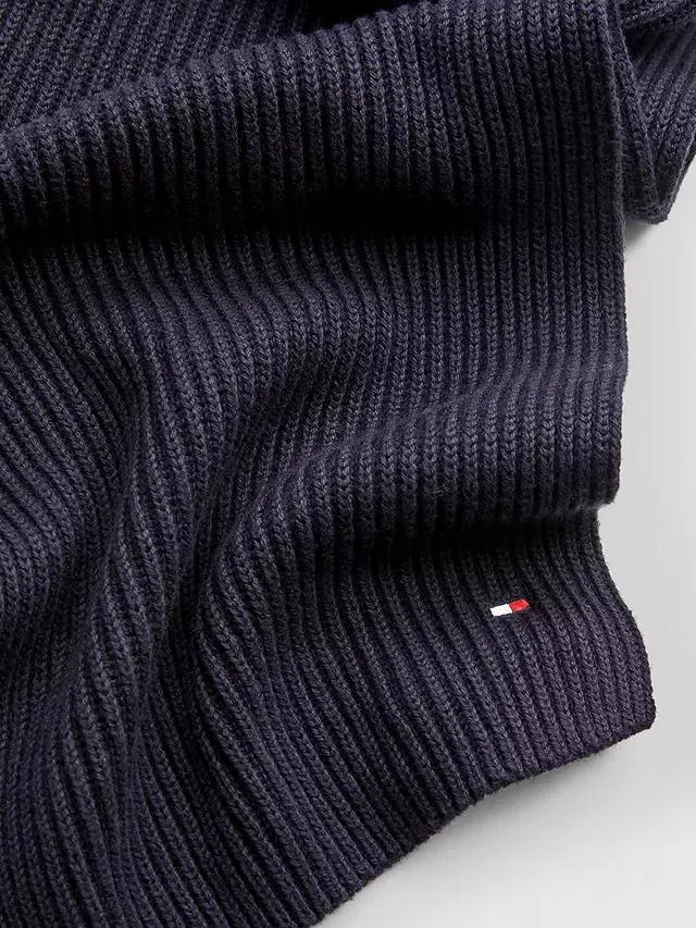 Tommy Hilfiger Essential Flag Knitted Cashmere and Organic Cotton Blend Scarf